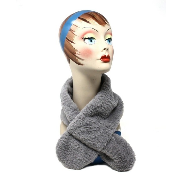 Plush Dark Grey Cowl Neck Collar Style Scarf - Cozy Soft Velvet Feel - Hey Viv - Picture 1 of 5